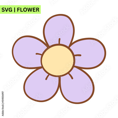 A cheerful flower vector logo featuring a cute flower with bright, smiling petals, symbolizing joy and creativity in a playful design.