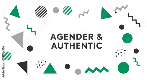AGENDER & AUTHENTIC. Abstract geometric shapes background with modern design. Concept of gender identity, authenticity, and self acceptance.