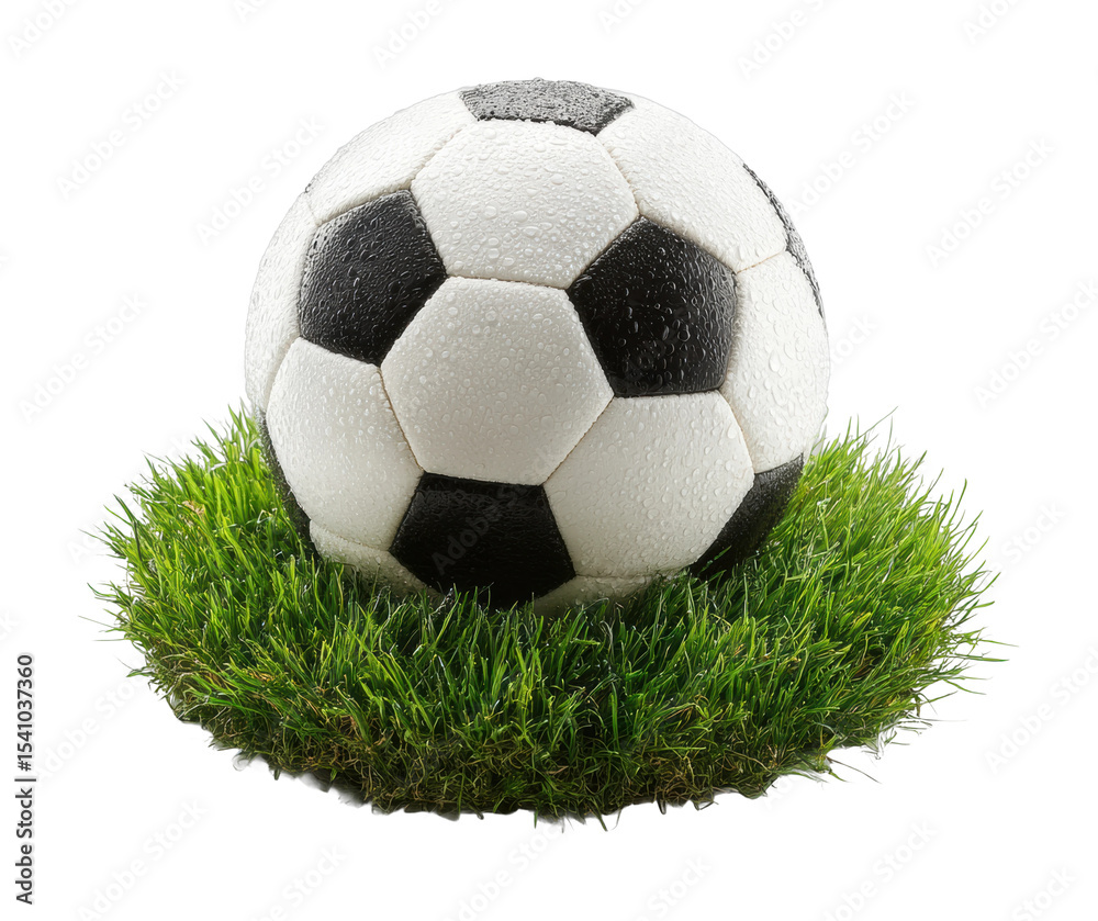 Fototapeta premium Soccer ball action on grass outdoor sports environment fun and playfulness cut out png
