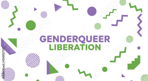 Colorful Genderqueer Liberation Poster Design with Geometric Shapes and Vibrant Colors