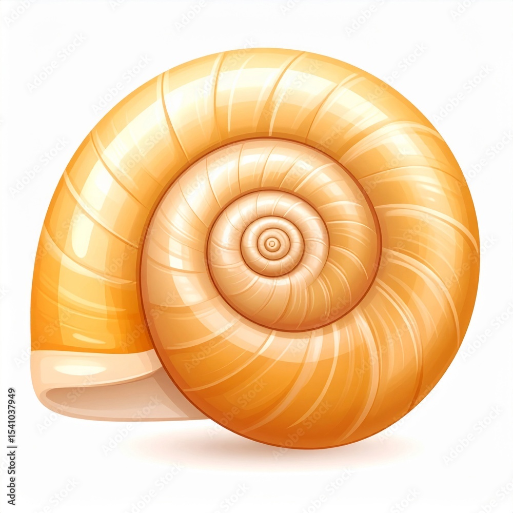 Obraz premium Pale Yellow Spiral Seashell on White Background