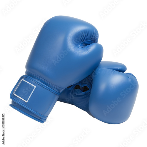 A pair of blue boxing gloves ready for a fight photo