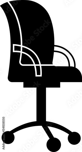Stylish office chair icon featuring ergonomic designs in black and outline stroke aesthetics perfect for representing comfortable seating for working at a desk. Piece of furniture for living room,