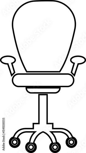 Stylish office chair icon featuring ergonomic designs in black and outline stroke aesthetics perfect for representing comfortable seating for working at a desk. Piece of furniture for living room,