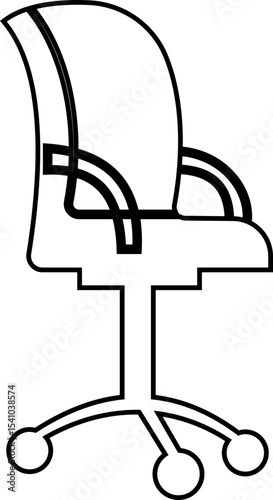 Stylish office chair icon featuring ergonomic designs in black and outline stroke aesthetics perfect for representing comfortable seating for working at a desk. Piece of furniture for living room,