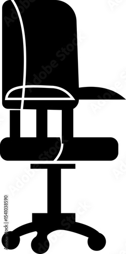 Stylish office chair icon featuring ergonomic designs in black and outline stroke aesthetics perfect for representing comfortable seating for working at a desk. Piece of furniture for living room,