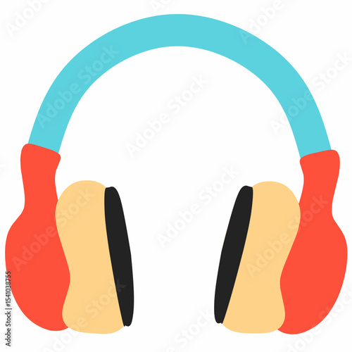Cute doodle-style vector of headphones in bright colors. Perfect for music, travel accessories, podcast, or lifestyle-related designs. Ideal for web, app, and educational use.