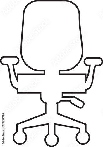 Stylish office chair icon featuring ergonomic designs in black and outline stroke aesthetics perfect for representing comfortable seating for working at a desk. Piece of furniture for living room,