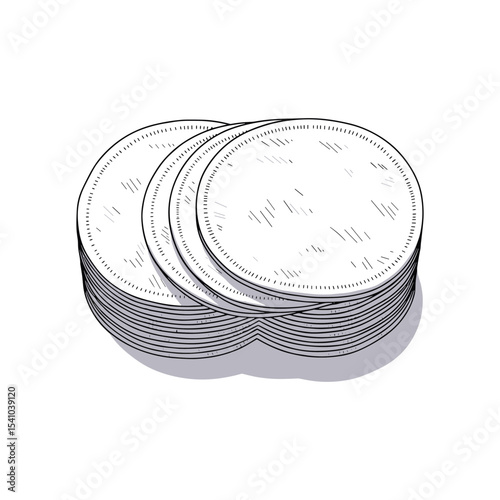 Vector illustration of a stack of white cotton pads, perfect for skincare and beauty products