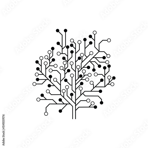 A digital tree with circuit branches symbolizes technology and connectivity
