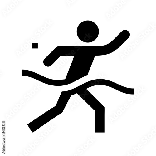 Simple silhouette of a person breaking the finish line