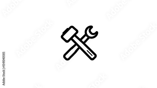 Wrench and hammer crossed in simple black outline design  
