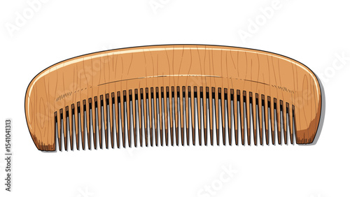 Wooden comb illustration on white background perfect for beauty and hair care products