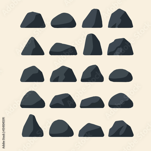 Stone Collection: A diverse assortment of stones, each with a unique shape and form, presenting a compelling collection of natural elements in a minimalistic, elegant fashion.