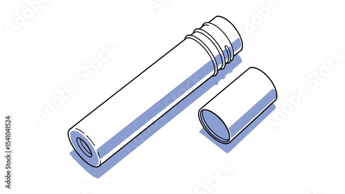 Minimalist illustration of a cylindrical container with a separate cap, isolated