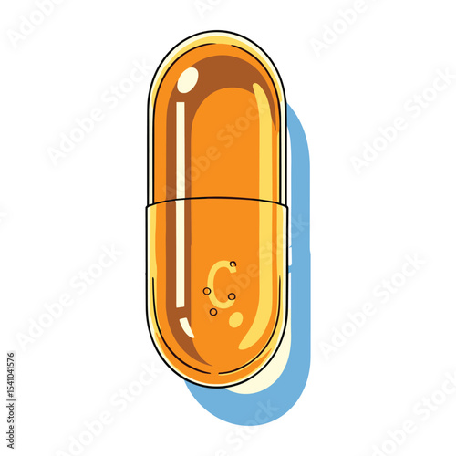 Vitamin C Capsule Illustration: Healthy Lifestyle and Nutritional Supplement Imagery for Designers