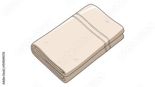 Folded Beige Towel Illustration: Clean and Simple Design for Bathroom Decor or Spa