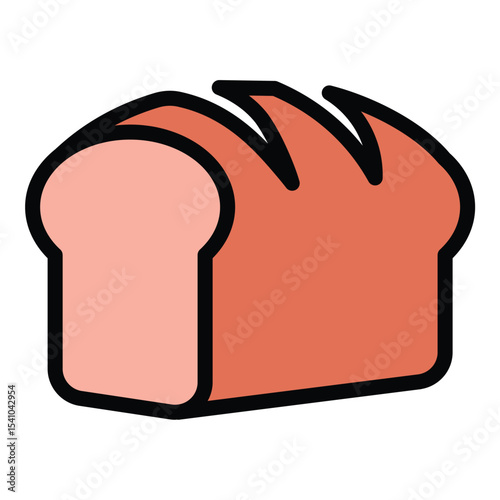 Bread icon flat line style illustration representing baked goods and staple food, suitable for culinary, bakery, and food service-related projects