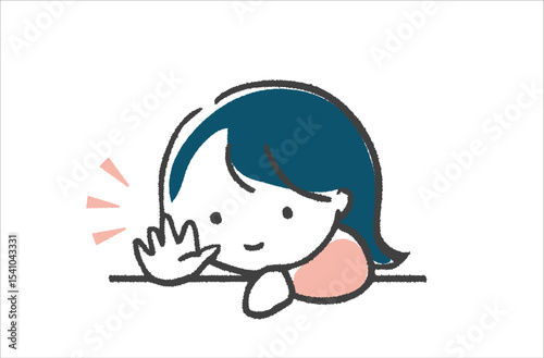 窓から小さく手を振る女性