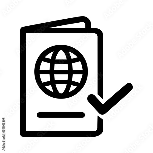 Customs check icon with passport symbol representing international border control with transparent background
