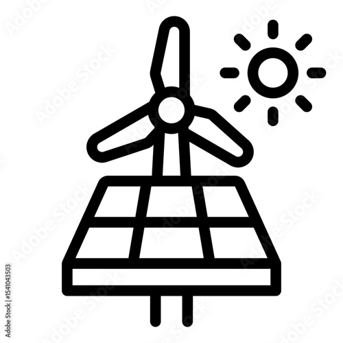 solar wind outline icon for renewable permaculture power