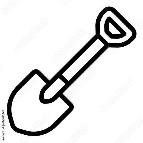 shovel tool outline icon for digging and garden prep