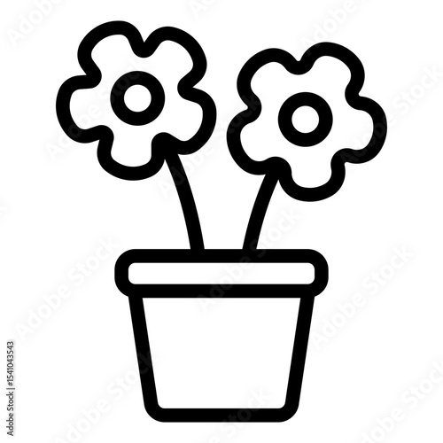 blooming plant outline icon for decorative garden container