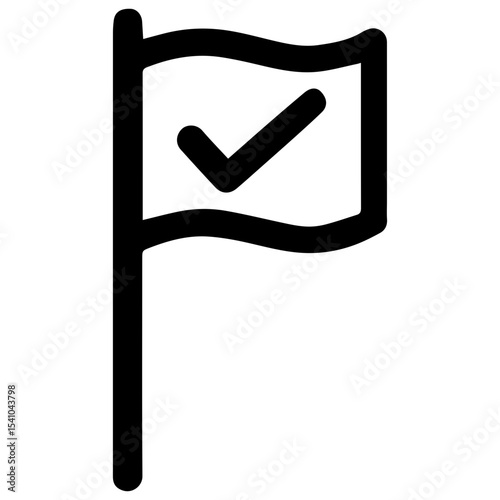 Flag with check mark icon with transparent background symbolizing approval confirmation and success
