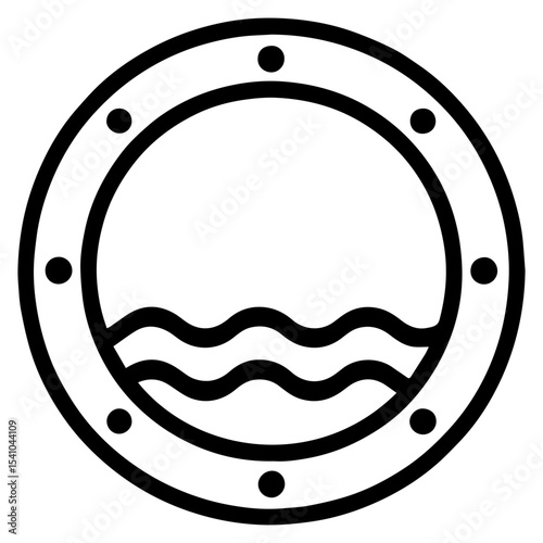 Porthole window icon on cruise ship with transparent background symbolizing maritime design and ocean travel
