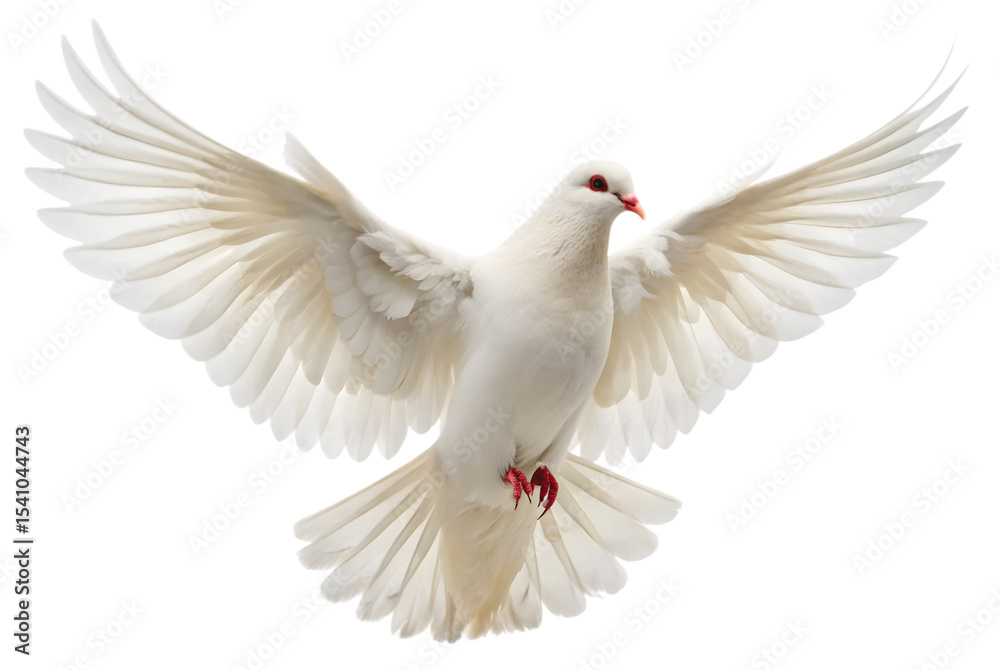 Fototapeta premium PNG of One White Dove freedom flying Wings on transparent background symbol of International Day of Peace, Holy spirit of God in Christian religion heaven concept