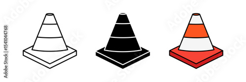 safety cone icon set. modern design isolated on white background