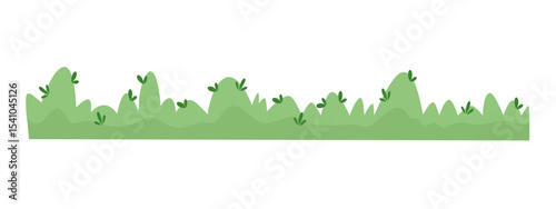 Green Bushes and Grass Border Vector – Nature Silhouette Landscape Element