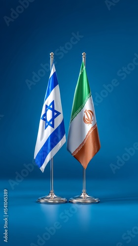 Flags of Israel and Iran. Meetings. Background and illustrations. 3d