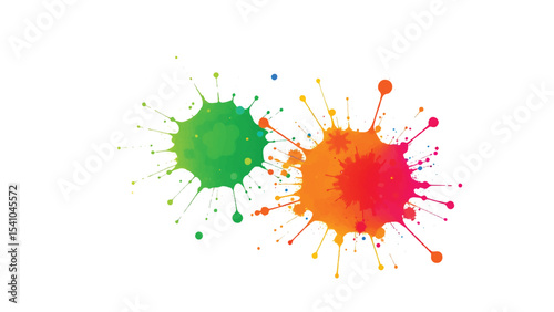 A vibrant, abstract, colorful splatter background with a white background. Multicolor splatter design. Colorful Paint Splashes. 