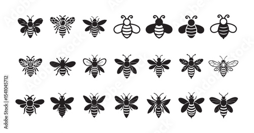 Silhouette honey bee icon,  isolated on a white background. Silhouette icon of a wasp. simple logo of a honeybee. vector illustration eps 10.