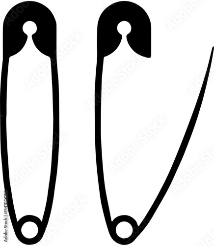 black and white safety pin vector silhouette