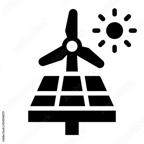 solar wind glyph icon for renewable permaculture power