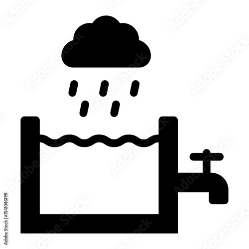 tank tap glyph icon for rainwater collection system