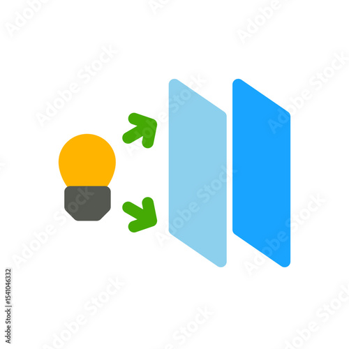 double slit experiment simple flat icon illustration