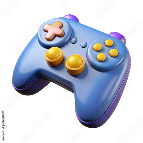 3d gaming controller illustration colorful joystick for console gamepad entertainment player input device technology. 3d rendering isolated transparent background. 