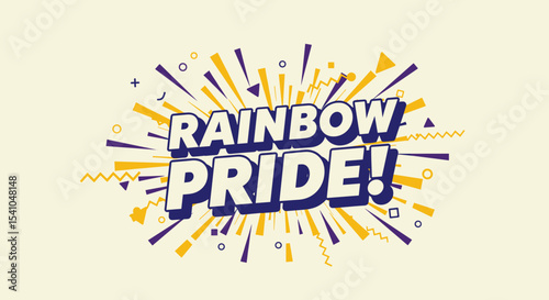 Vibrant Rainbow Pride Graphic for LGBTQ+ Celebration, Festive Event Design, Colorful Pride Parade Art