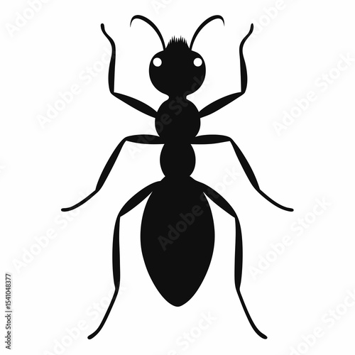 Simple black ant silhouette illustration on a white background