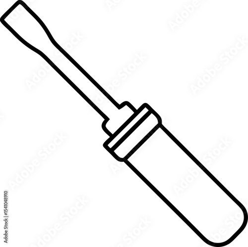 Illustrated outline of a flathead screwdriver perfect for repair and construction projects depicted in modern minimalist style