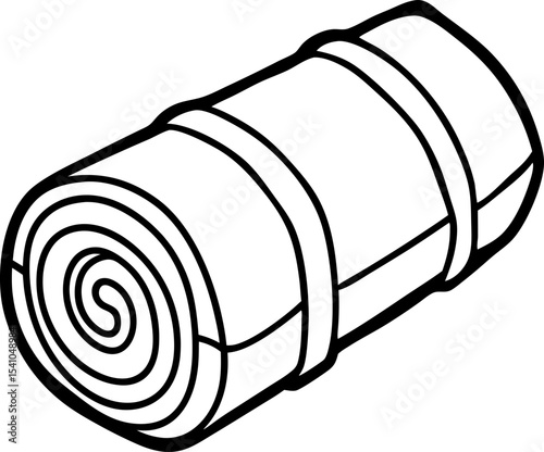 Rolled sleeping pad vector illustration perfect for camping outdoor adventures travel activities hiking and adventure related design concepts in black and white