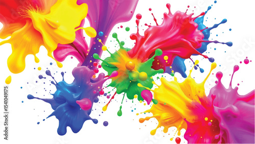 Multicolor splashes isolated on white background. colorful paint splashes. Vector illustration of multicolor splashes. 