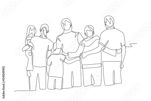 Family reunions concept one-line drawing