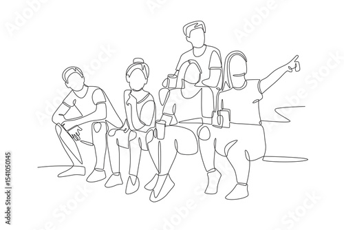 Family reunions concept one-line drawing