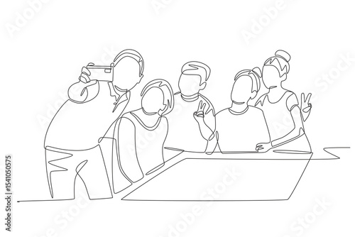 Family reunions concept one-line drawing