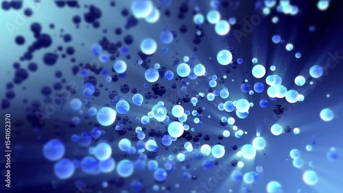 Stylized glowing spheres with motion blur in digital space environment