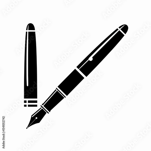 Elegant fountain pen poised for writing timeless stories ink flows effortlessly creating beautiful words